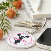 ピンクおよび紫色のメガホンのチアリーダーの写真 キーホルダー (正面右)