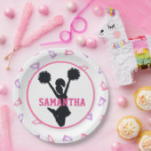 ピンクおよび紫色のメガホンのチアリーダーの誕生日 ペーパープレート (パーティー)