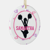 ピンクおよび紫色のメガホンのチアリーダー セラミックオーナメント (右)