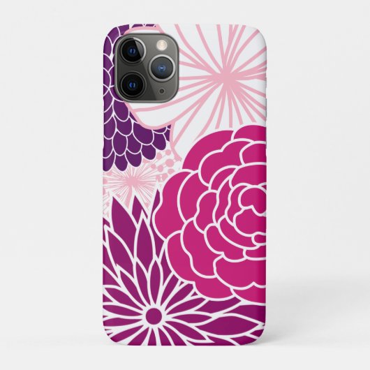 ピンクおよび紫色のモダンな花柄 Case-Mate iPhoneケース (裏)