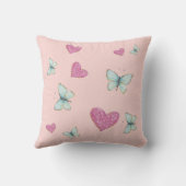 ピンクおよび紫色の名前をカスタムするの睡眠のバニー クッション (裏面)