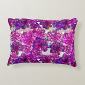 ピンクおよび紫色の抽象的な花模様 アクセントクッション (裏面)