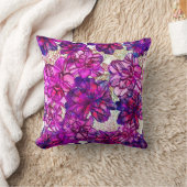 ピンクおよび紫色の抽象的な花模様 クッション (ブランケット)