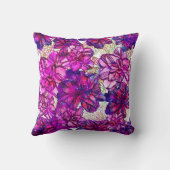 ピンクおよび紫色の抽象的な花模様 クッション (裏面)