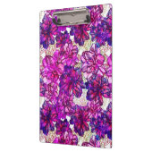 ピンクおよび紫色の抽象的な花模様 クリップボード (左)