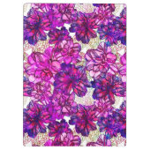 ピンクおよび紫色の抽象的な花模様 クリップボード (裏面)