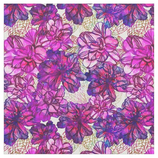 ピンクおよび紫色の抽象的な花模様 ファブリック (クローズアップ)