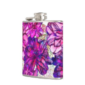 ピンクおよび紫色の抽象的な花模様 フラスク (左)