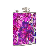ピンクおよび紫色の抽象的な花模様 フラスク (右)