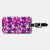 ピンクおよび紫色の抽象的な花模様 ラゲッジタグ (正面横)