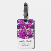 ピンクおよび紫色の抽象的な花模様 ラゲッジタグ (裏面縦)