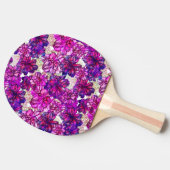 ピンクおよび紫色の抽象的な花模様 卓球ラケット (横)