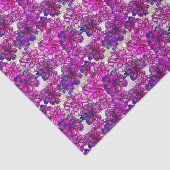 ピンクおよび紫色の抽象的な花模様 薄葉紙 (詳細)
