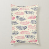 ピンクおよび紫色の民族の羽パターン アクセントクッション (正面(垂直))