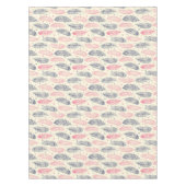 ピンクおよび紫色の民族の羽パターン テーブルクロス (正面)