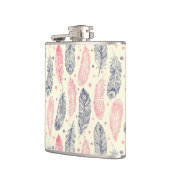 ピンクおよび紫色の民族の羽パターン フラスク (左)