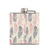 ピンクおよび紫色の民族の羽パターン フラスク (裏面)