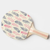 ピンクおよび紫色の民族の羽パターン 卓球ラケット (横)