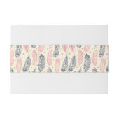 ピンクおよび紫色の民族の羽パターン 招待状ベリーバンド (裏面例)