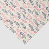 ピンクおよび紫色の民族の羽パターン 薄葉紙 (詳細)