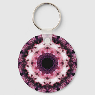 ピンクおよび紫色の水晶曼荼羅Keychain キーホルダー