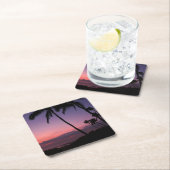 ピンクおよび紫色の熱帯日没のコースター スクエアペーパーコースター (インサイチュ)