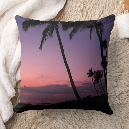 ピンクおよび紫色の熱帯日没の装飾用クッション クッション (ブランケット)