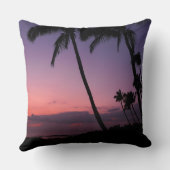 ピンクおよび紫色の熱帯日没の装飾用クッション クッション (裏面)
