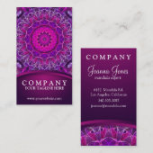 ピンクおよび紫色の白熱［赤熱］光を放つな曼荼羅-暗いピンクのデザイン 名刺 (正面/裏面)