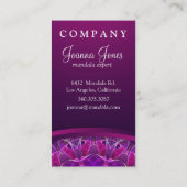 ピンクおよび紫色の白熱［赤熱］光を放つな曼荼羅-暗いピンクのデザイン 名刺 (裏面)