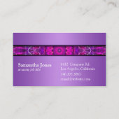 ピンクおよび紫色の白熱［赤熱］光を放つな曼荼羅-紫色のモダン 名刺 (裏面)