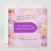 ピンクおよび紫色の花嫁旅行シャワーのテーマ 招待状 (裏面)