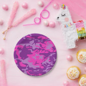 ピンクおよび紫色の迷彩柄 ペーパープレート (パーティー)