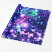 ピンクおよび紫色の銀河系の星 ラッピングペーパー (アンロールド)