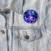 ピンクおよび紫色の銀河系の星 缶バッジ (インサイチュ)