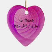 ピンクおよび紫色の骨があるハートのバレンタインの記念品 セラミックオーナメント (右)