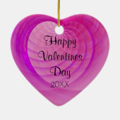 ピンクおよび紫色の骨があるハートのバレンタインの記念品 セラミックオーナメント (裏面)