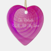 ピンクおよび紫色の骨があるハートの記念品 セラミックオーナメント (右)