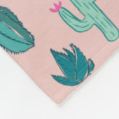 ピンクおよび緑のかわいいサボテンパターン フリースブランケット (角)