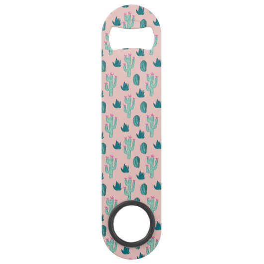 ピンクおよび緑のかわいく水気が多いパターン スピード栓抜き (裏面)