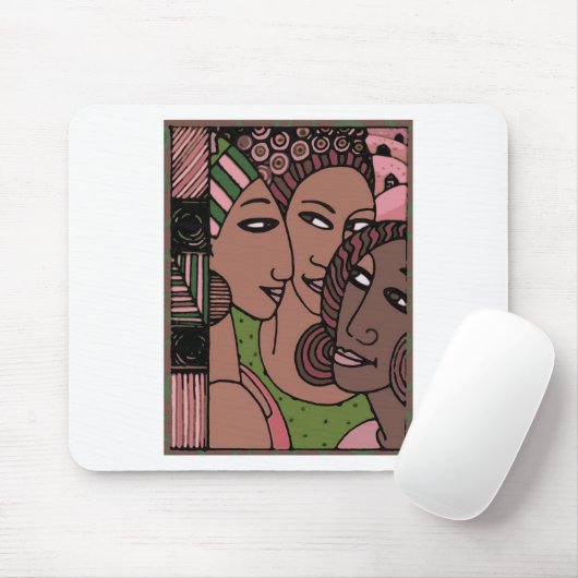 ピンクおよび緑のアフリカ系アメリカ人の女性 マウスパッド (マウス)