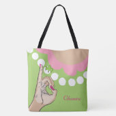 ピンクおよび緑のガーリーなバッグ トートバッグ (裏面)