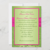 ピンクおよび緑のダマスク織のモノグラムのな招待状 招待状 (裏面)