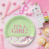 ピンクおよび緑のトンボのベビーシャワー ペーパープレート (パーティー)