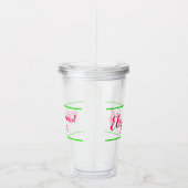 ピンクおよび緑のパーソナライズな女の子の週末 アクリルタンブラー (右)