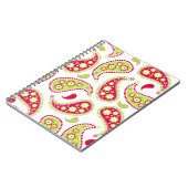 ピンクおよび緑のペイズリーのノート ノートブック (左側)