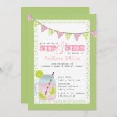 ピンクおよび緑のレモネード及びライムの一口はおよび見ます 招待状 (正面/裏面)