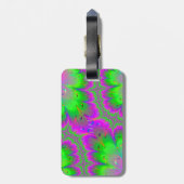 ピンクおよび緑の孔雀の尾 ラゲッジタグ (裏面縦)