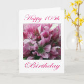 ピンクおよび緑の花の幸せな105th誕生日 カード (黄色い花)