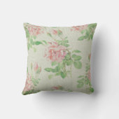 ピンクおよび緑の花の枕 クッション (裏面)